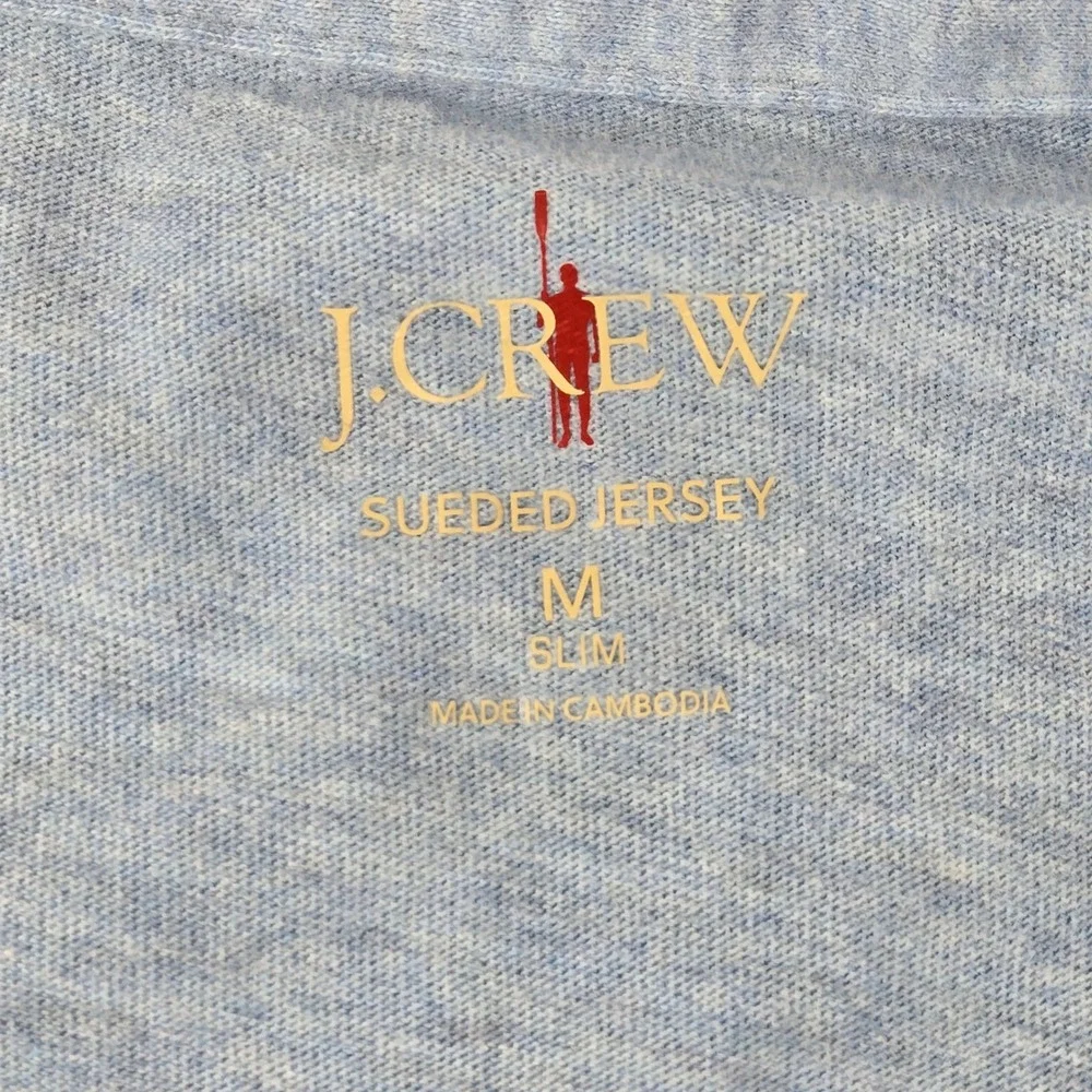 J. Crew Mens Sueded Cotton Jersey Polo Shirt Light Blue Slim Fit BW393 Size M
